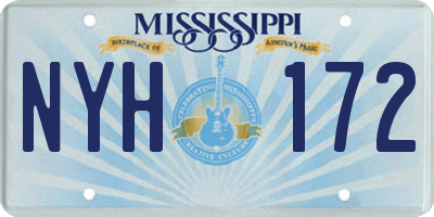 MS license plate NYH172