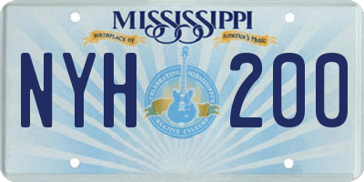 MS license plate NYH200