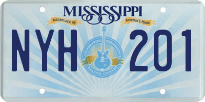 MS license plate NYH201