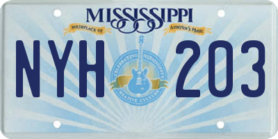 MS license plate NYH203