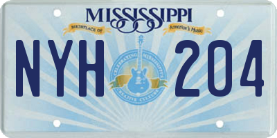 MS license plate NYH204