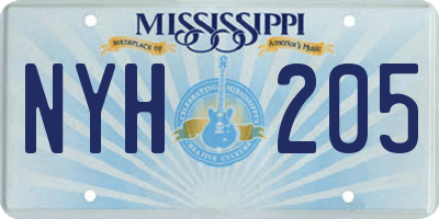 MS license plate NYH205