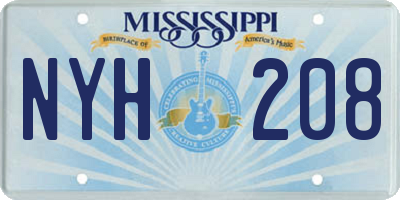 MS license plate NYH208