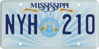 MS license plate NYH210