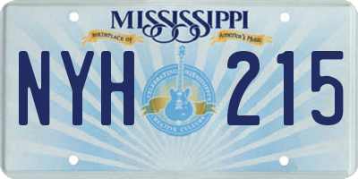 MS license plate NYH215