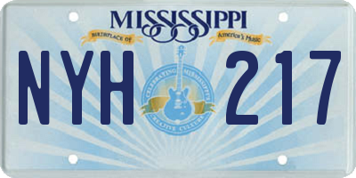 MS license plate NYH217