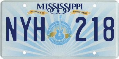MS license plate NYH218