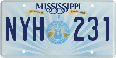 MS license plate NYH231