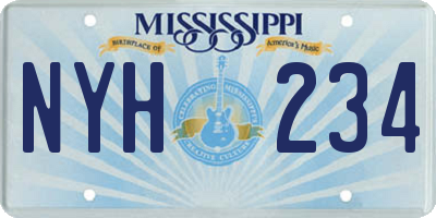 MS license plate NYH234