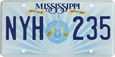 MS license plate NYH235