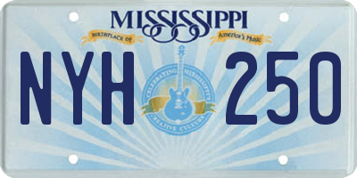 MS license plate NYH250