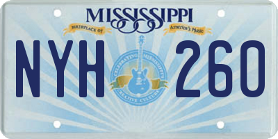 MS license plate NYH260