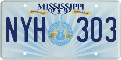 MS license plate NYH303