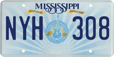 MS license plate NYH308