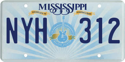MS license plate NYH312