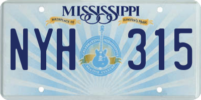 MS license plate NYH315
