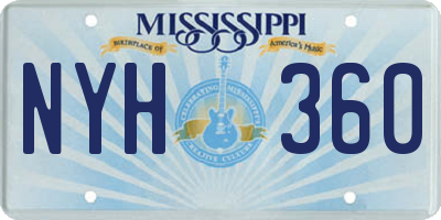 MS license plate NYH360