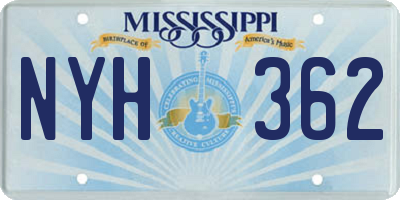 MS license plate NYH362