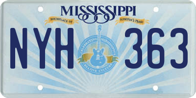 MS license plate NYH363