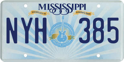 MS license plate NYH385