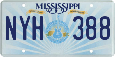 MS license plate NYH388