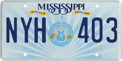 MS license plate NYH403