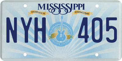 MS license plate NYH405