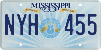 MS license plate NYH455