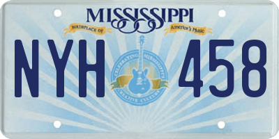 MS license plate NYH458