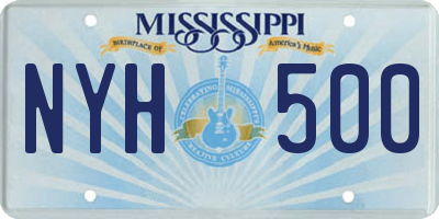 MS license plate NYH500