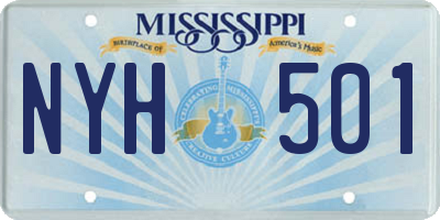MS license plate NYH501
