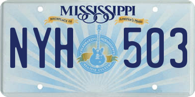 MS license plate NYH503