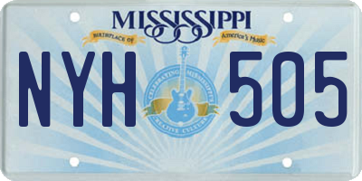 MS license plate NYH505
