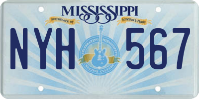 MS license plate NYH567
