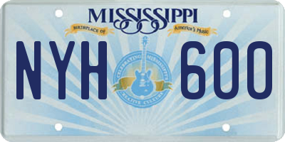 MS license plate NYH600