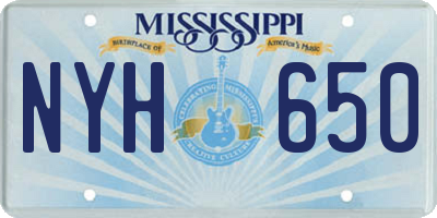 MS license plate NYH650