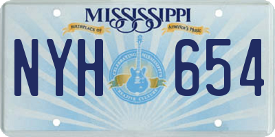 MS license plate NYH654