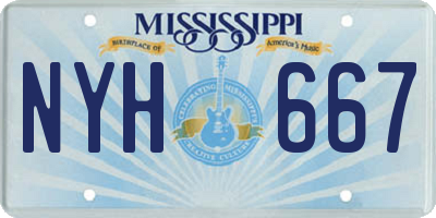 MS license plate NYH667