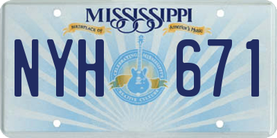 MS license plate NYH671