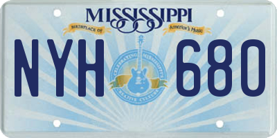 MS license plate NYH680