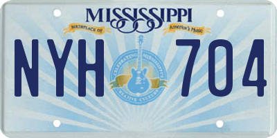 MS license plate NYH704