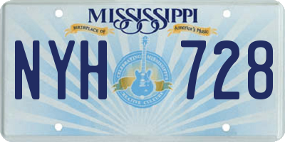 MS license plate NYH728
