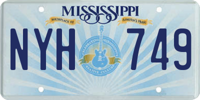 MS license plate NYH749