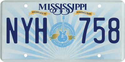 MS license plate NYH758