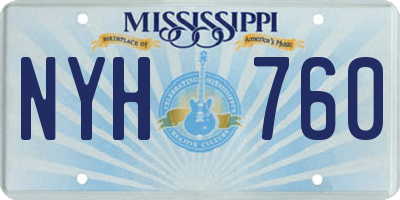 MS license plate NYH760