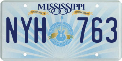 MS license plate NYH763