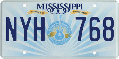 MS license plate NYH768