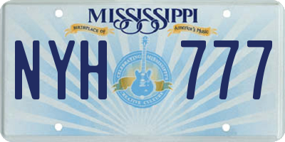 MS license plate NYH777
