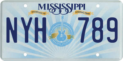 MS license plate NYH789