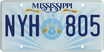 MS license plate NYH805